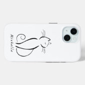 Minimale zwarte kat op wit voeg naam toe Case-Mate iPhone case (Achterkant (horizontaal))