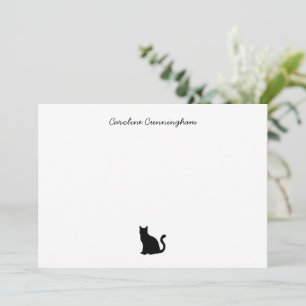Minimale zwarte kat-platte briefkaart van elegant