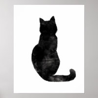 Minimale zwarte kat-Waterverf, modern, eenvoudig P