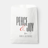 Minimale zwarte kerst voor vrede en vreugde bedankzakje (Voorkant)