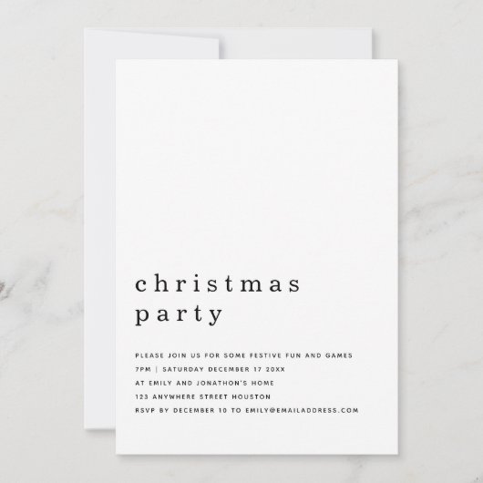 Minimale zwarte kerstfeestdag kaart (Voorkant)