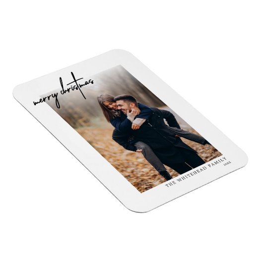 Minimale zwarte kerstkaart wit magneet (Rechterzijde)