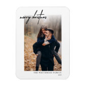 Minimale zwarte kerstkaart wit magneet (Verticaal)