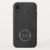 Minimale zwarte lederen kijken zilveren ring Case-Mate iPhone case (Achterkant)