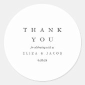 Minimale zwarte legante bruiloft Dank u Ronde Sticker (Voorkant)