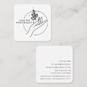 Minimale zwarte lijn Eenvoudige, moderne, zwarte L Vierkante Visitekaartje (Voorkant / Achterkant)