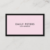 Minimale zwarte luxe luxe roze visitekaartje (Voorkant)