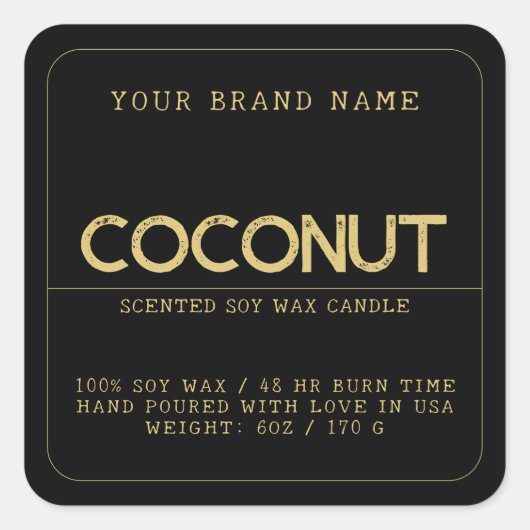 Minimale zwarte moderne, elegante kaars vierkante sticker (Voorkant)