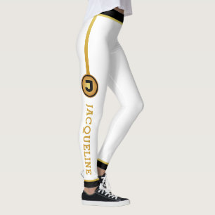 Minimale zwarte monogram Gold en naam Leggings