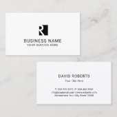 Minimale zwarte monogram Logo Professional Visitekaartje (Voorkant / Achterkant)