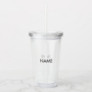 Minimale zwarte monogram van de douanenaam het mon acryl drinkbeker