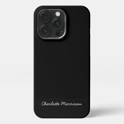 Minimale zwarte monogram van het douanemanuscript iPhone hoesje (Achterkant)