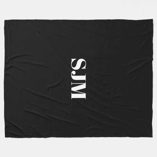 Minimale zwarte naam van initialen op aangepast mo fleece deken (Voorkant (Horizontaal))