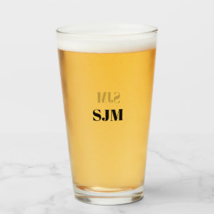 Minimale zwarte naam van initialen op aangepast mo glas