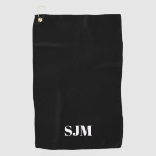 Minimale zwarte naam van initialen op aangepast mo golfhanddoek