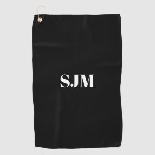 Minimale zwarte naam van initialen op aangepast mo golfhanddoek
