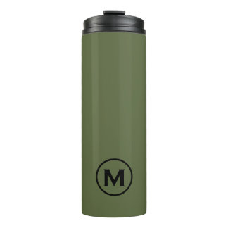 Minimale zwarte olive-monogram reismuis thermosbeker