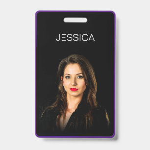 Minimale zwarte Paarse bedrijfsmedewerker Foto-ID Badge