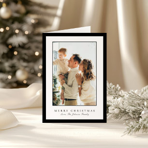 Minimale Zwarte Rand Foto Elegante Kerstmis Feestdagen Kaart