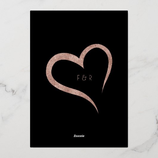 Minimale zwarte Roos Gold Art Deco Opslaan Datum Folie Uitnodiging (Achterkant)