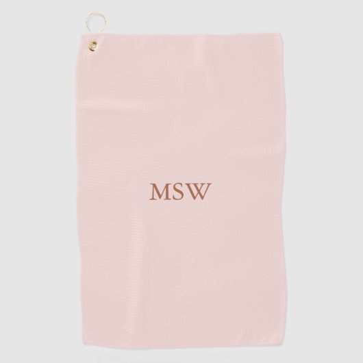 Minimale zwarte roze aangepaste monogram initialen golfhanddoek (Voorkant)