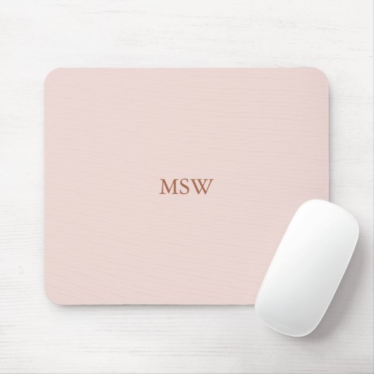 Minimale zwarte roze aangepaste monogram initialen muismat (Met muis)