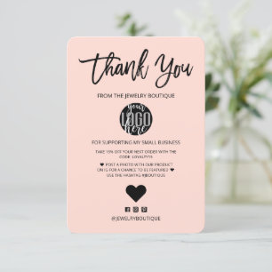 Minimale zwarte roze Logo - Hartelijk dank Bedankkaart