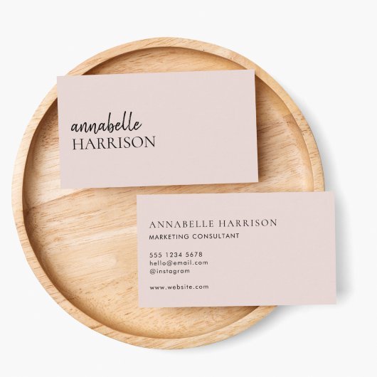 Minimale zwarte roze | Modern elegant script Visitekaartje