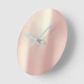 Minimale zwarte roze roze gouden zwarte zijde meta ronde klok (Hoek)