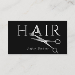 Minimale zwarte schaar HAIR Afsprakenkaartje