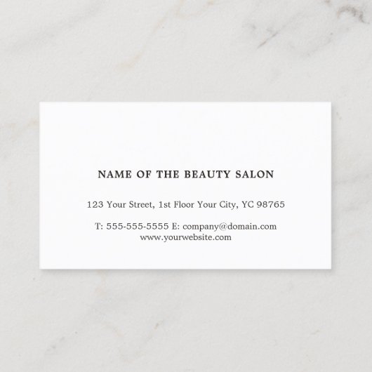 Minimale zwarte schaar voor Paarse haarstaart Visitekaartje (Achterkant)