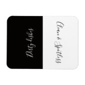 Minimale zwarte, schone, vuile vaatwasmachine magneet (Horizontaal)