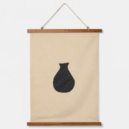 Minimale zwarte vaas hangend wandkleed