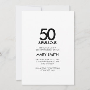 Minimale Zwarte Vijftig en Fabulous 50ste Verjaard Kaart