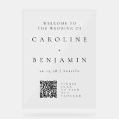 Minimale zwarte witbruiloft QR-code Acryl Bord (Voorkant)