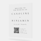 Minimale zwarte witbruiloft QR-code Acryl Bord (Hoek)