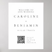 Minimale zwarte witbruiloft QR-code Poster (Voorkant)