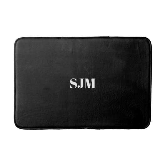 Minimale zwarte witte aangepaste monogram badmat (Voorkant)