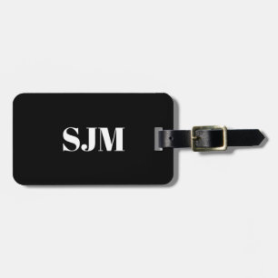 Minimale zwarte witte aangepaste monogram bagagelabel