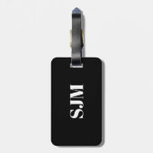 Minimale zwarte witte aangepaste monogram bagagelabel (Achterkant verticaal)