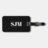 Minimale zwarte witte aangepaste monogram bagagelabel (Achterkant horizontaal)
