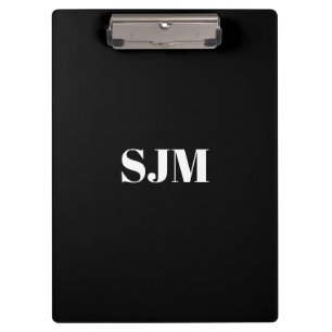Minimale zwarte witte aangepaste monogram klembord