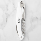 Minimale zwarte witte aangepaste monogram kurkentrekker (Achterkant)