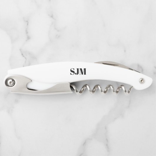 Minimale zwarte witte aangepaste monogram kurkentrekker (Voorkant)