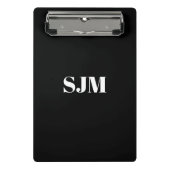 Minimale zwarte witte aangepaste monogram mini klembord (Voorkant)
