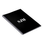 Minimale zwarte witte aangepaste monogram notitieboek (Rechterzijde)