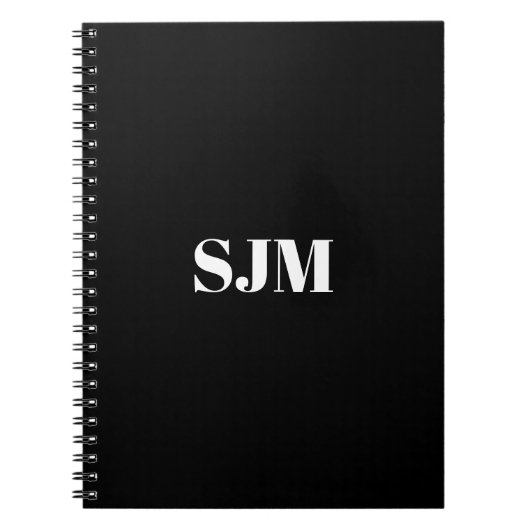 Minimale zwarte witte aangepaste monogram notitieboek (Voorkant)