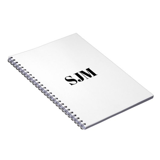 Minimale zwarte witte aangepaste monogram notitieboek (Rechterzijde)
