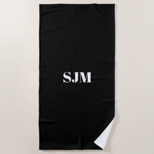 Minimale zwarte witte aangepaste monogram strandlaken