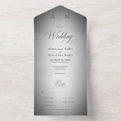 Minimale zwarte & witte blauwdruk Moderne inname All In One Uitnodiging (Binnen)
